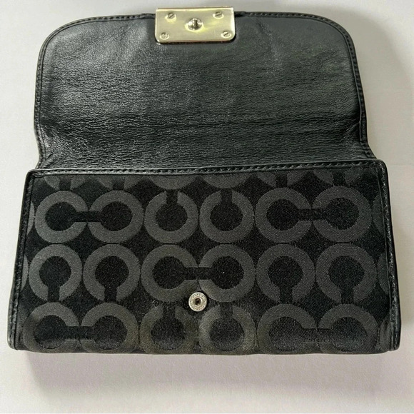 Coach Kristen Op Art Signature Black Silver Envelope Wallet - Picture 3 of 11